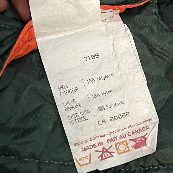 Vtg Work King Mens XL Reversible Puffer Jacket Green/Orange Poly Canada Hunting - Picture 6 of 14